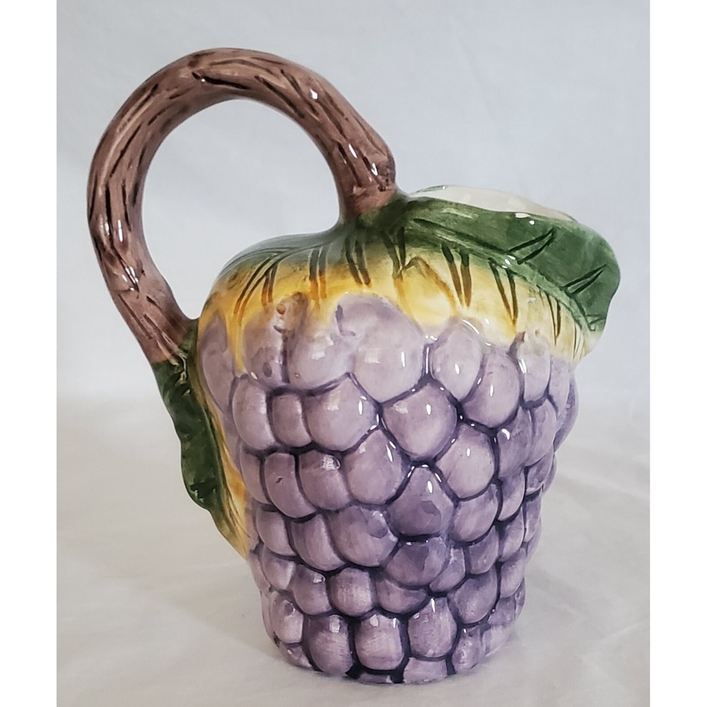 Purple Grape Pitcher Ceramic CBK 1993 China 7.5" Vintage Kitchen Decor